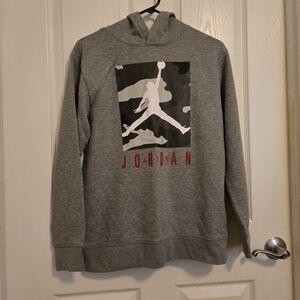 Gray Boy's Jordan Hoodie with Camo Logo
